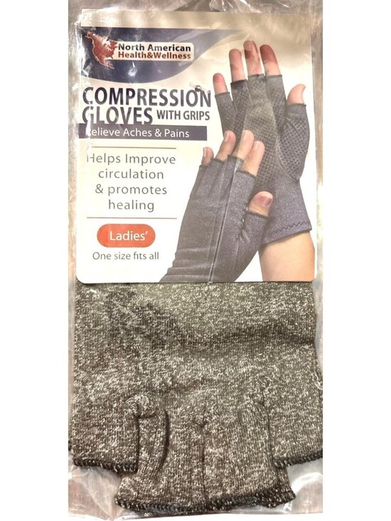 North American Health & Wellness Accessories - Womens Compression Gloves With Grips For Ladies 1 Size Promotes Circulation New